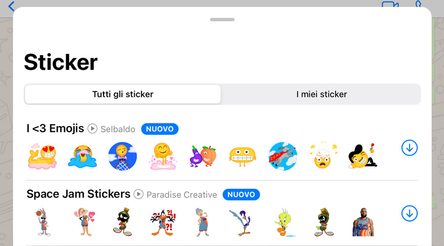 Aggiungere stickers su WhatsApp