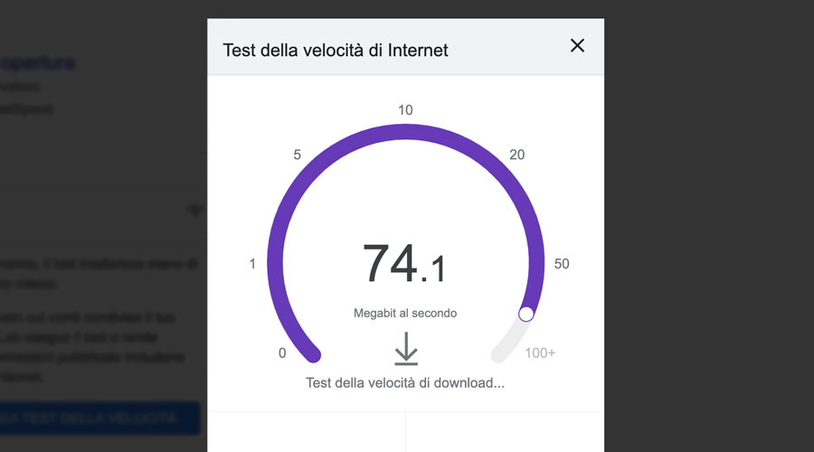 Seguire un test di velocità con Google